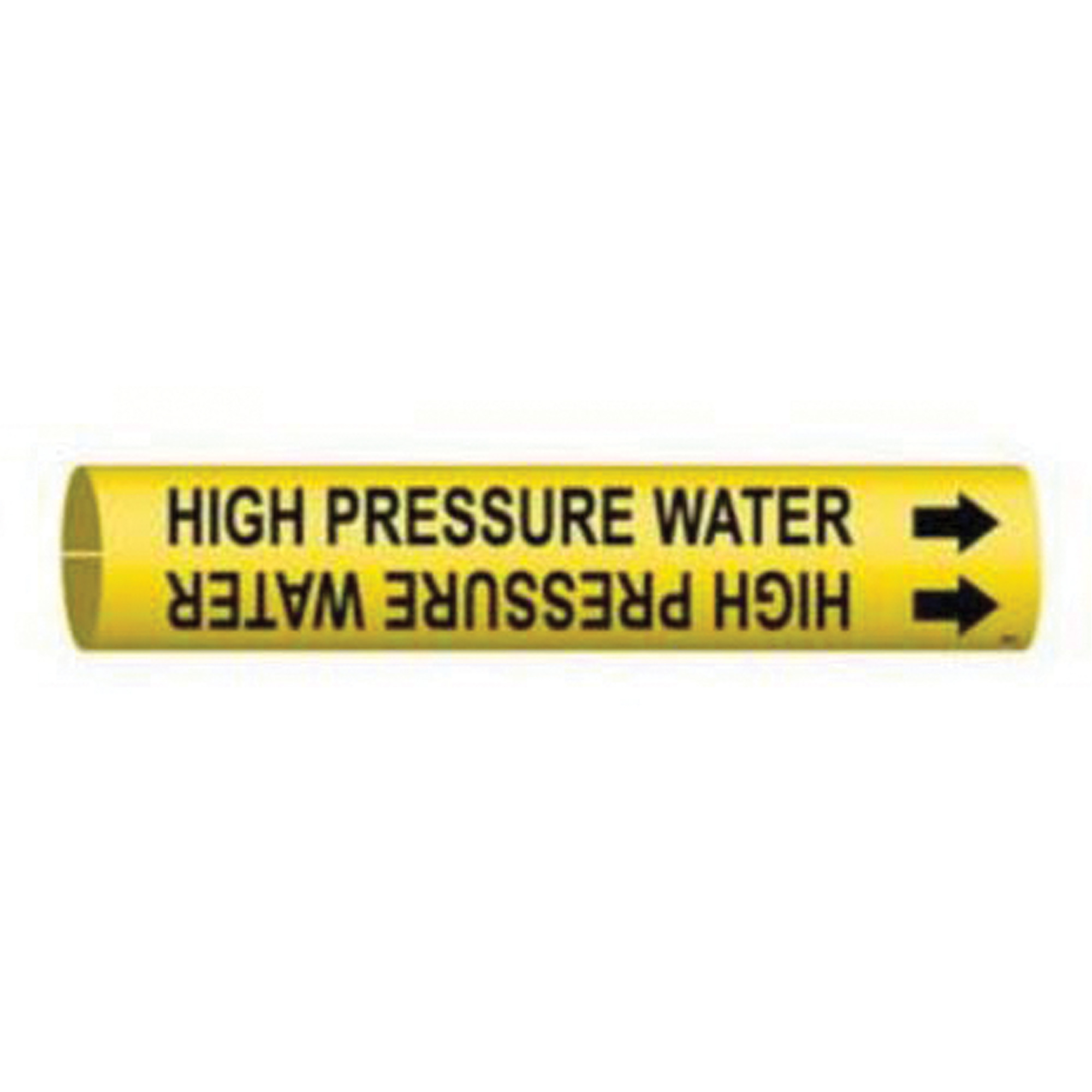 Marqueur de tuyau «High Pressure Water», À pression, 2-13/16" h x 2-13/16" la, Noir sur jaune