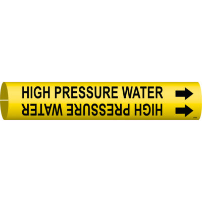 Marqueur de tuyau «High Pressure Water», À pression, 7/8" h x 7/8" la, Noir sur jaune