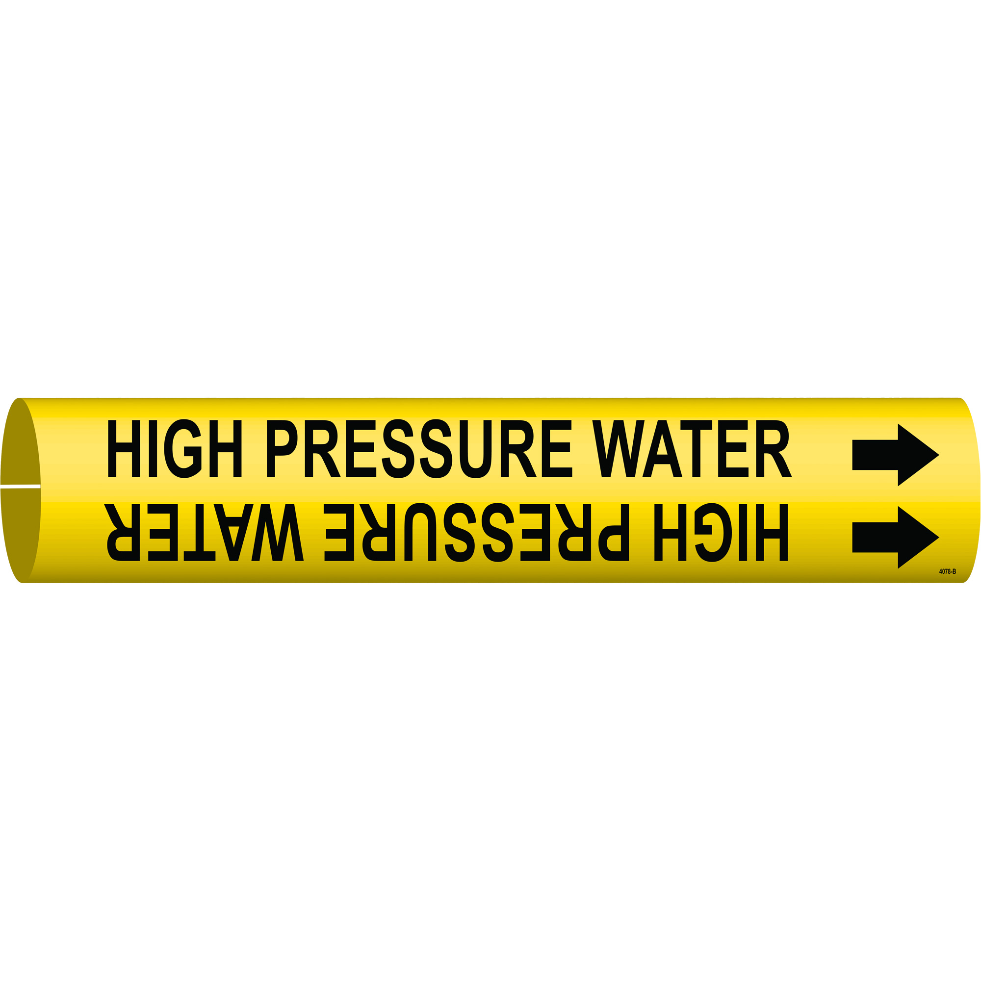 Marqueur de tuyau «High Pressure Water», À pression, 7/8" h x 7/8" la, Noir sur jaune
