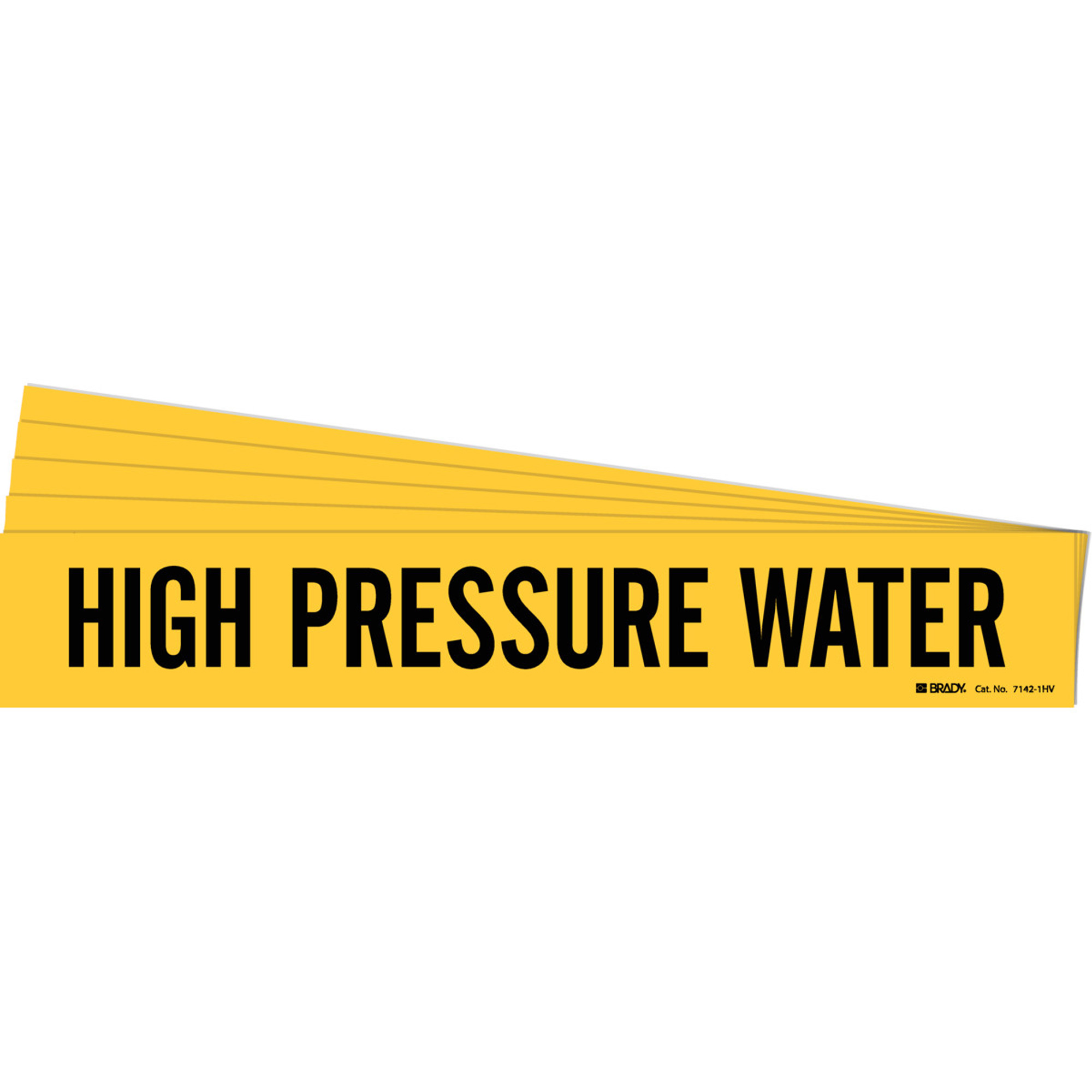 Marqueur de tuyau «High Pressure Water», Autocollant, 4" h x 24" la, Noir sur jaune