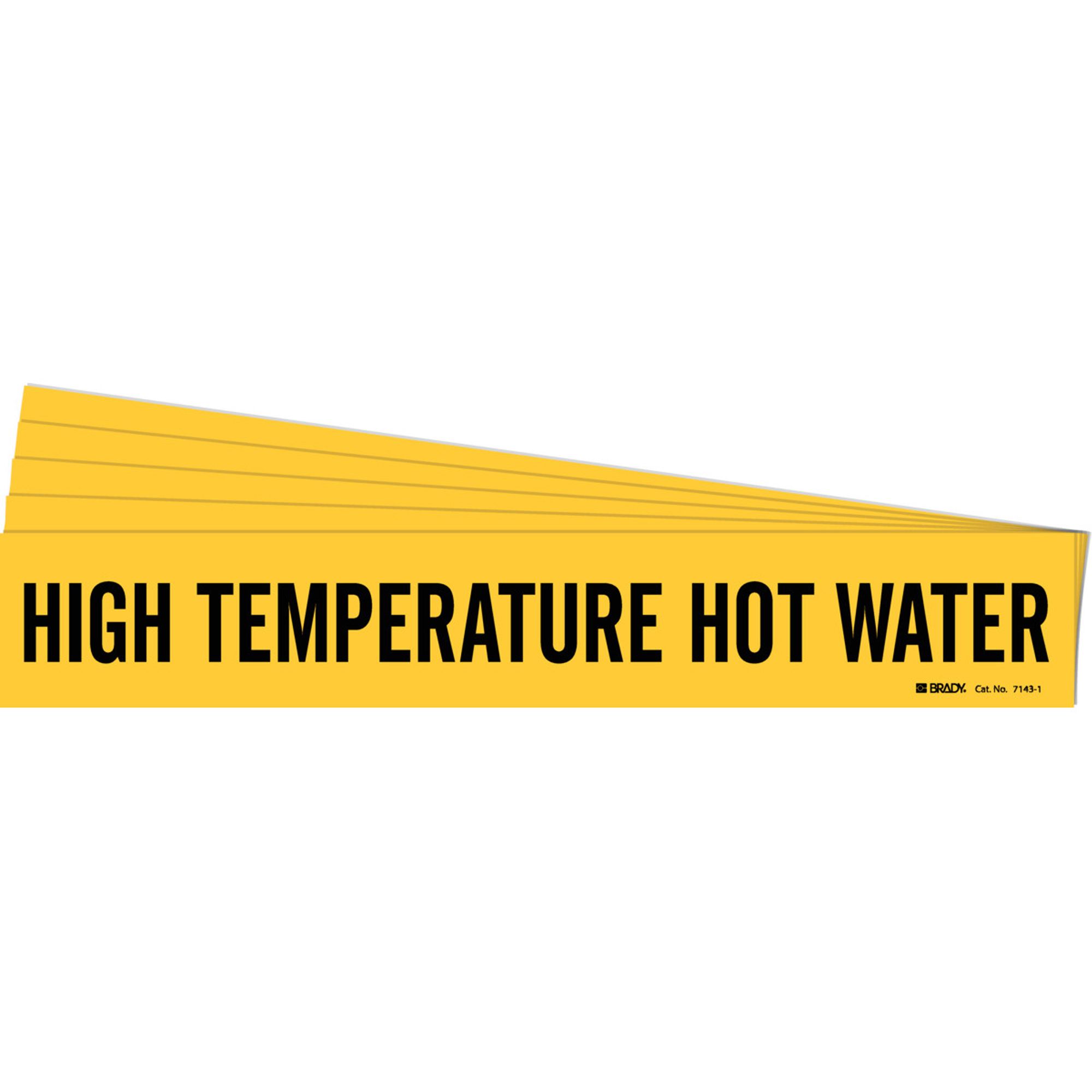 Marqueur de tuyau «High Temperature Hot Water», Autocollant, 2-1/4" h x 14" la, Noir sur jaune