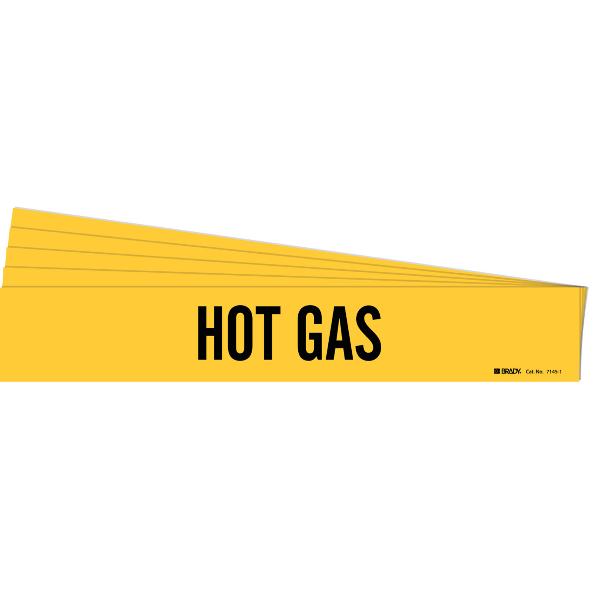 Marqueur de tuyau «Hot Gas», Autocollant, 2-1/4" h x 14" la, Noir sur jaune