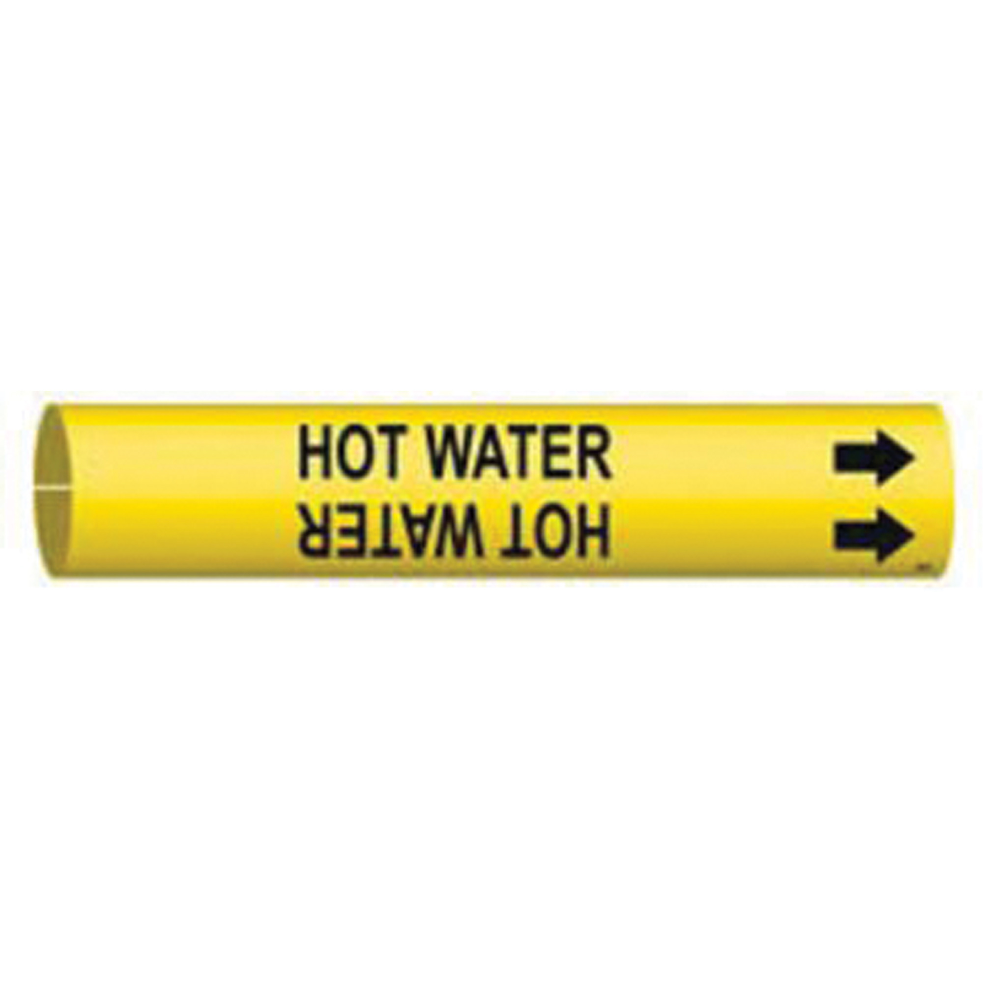 Marqueur de tuyau «Hot Water», À pression, 13/16" h x 13/16" la, Noir sur jaune
