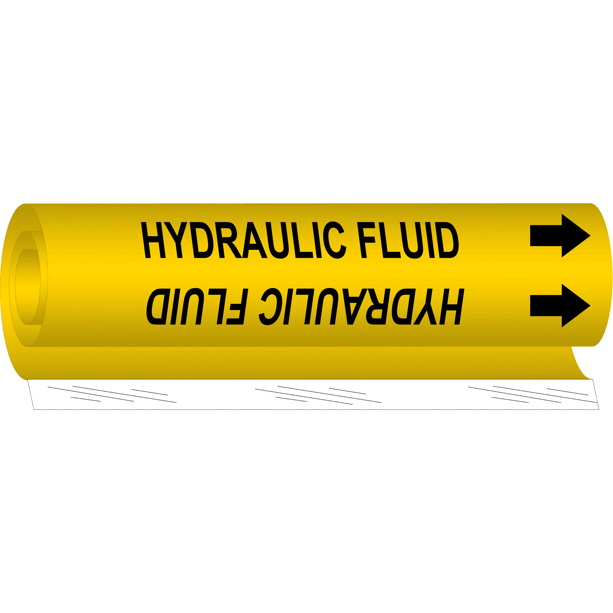 Marqueur de tuyau «Hydraulic Fluid», Enveloppant, 9" h x 8" la, Noir sur jaune
