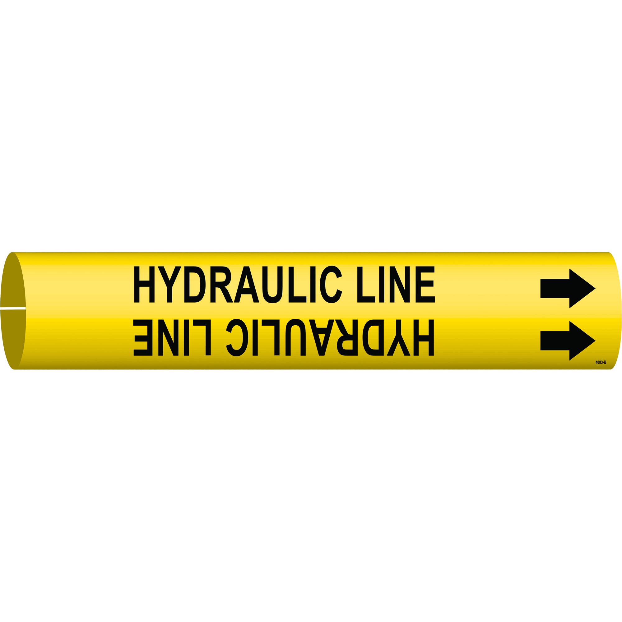 Marqueur de tuyau «Hydraulic Line», À pression, 7/8" h x 7/8" la, Noir sur jaune
