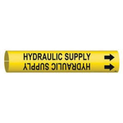Marqueur de tuyau «Hydraulic Supply», À pression, 13/16" h x 13/16" la, Noir sur jaune