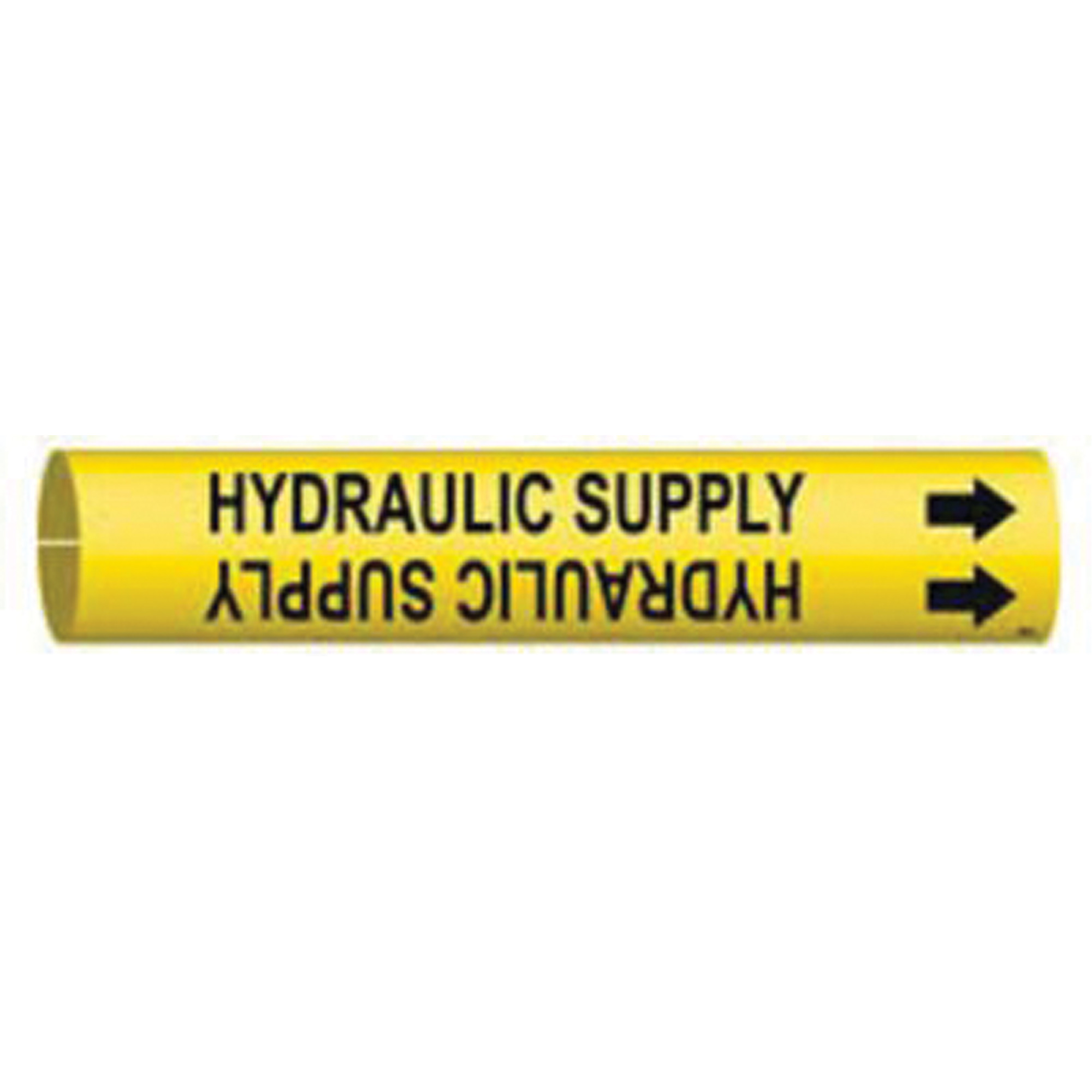 Marqueur de tuyau «Hydraulic Supply», À pression, 13/16" h x 13/16" la, Noir sur jaune