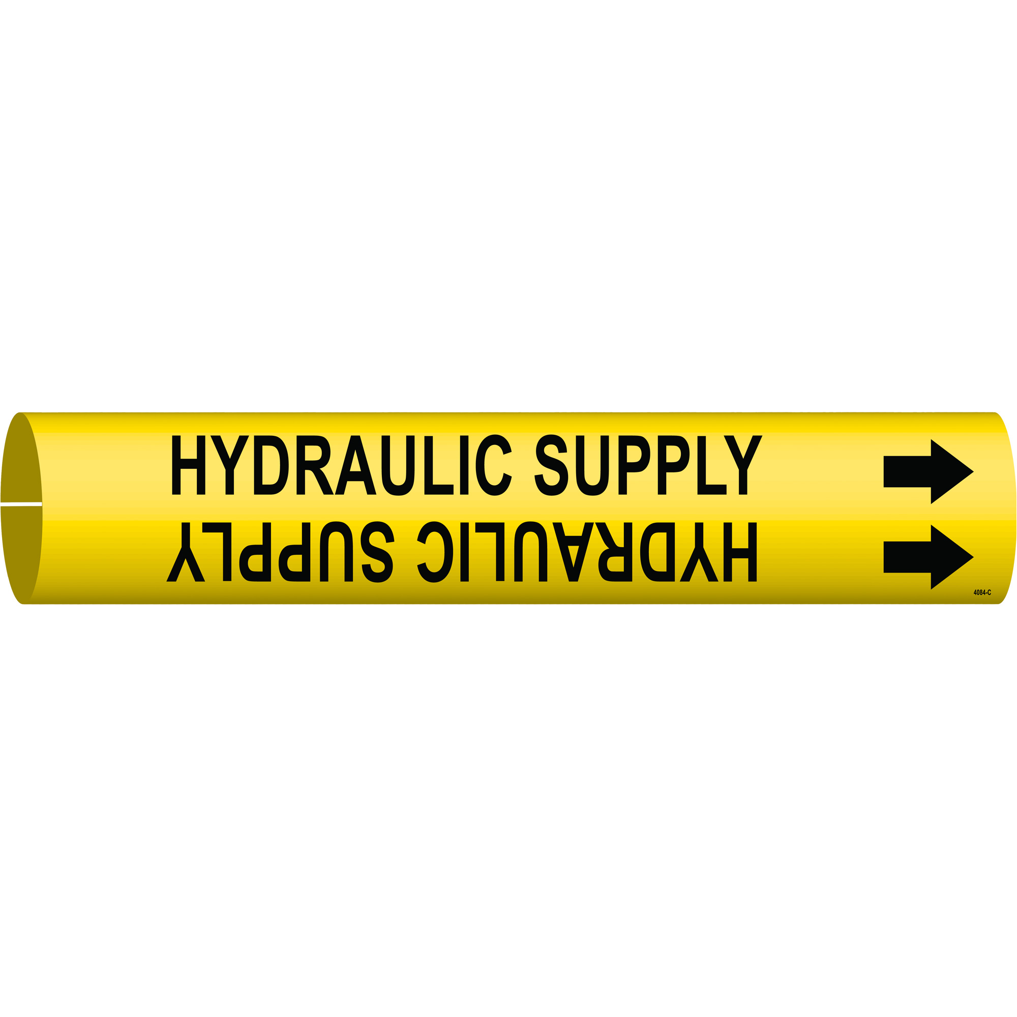Marqueur de tuyau «Hydraulic Supply», À pression, 2" h x 2" la, Noir sur jaune