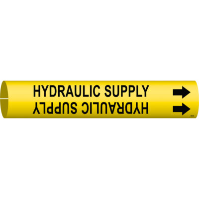 Marqueur de tuyau «Hydraulic Supply», À pression, 7/8" h x 7/8" la, Noir sur jaune