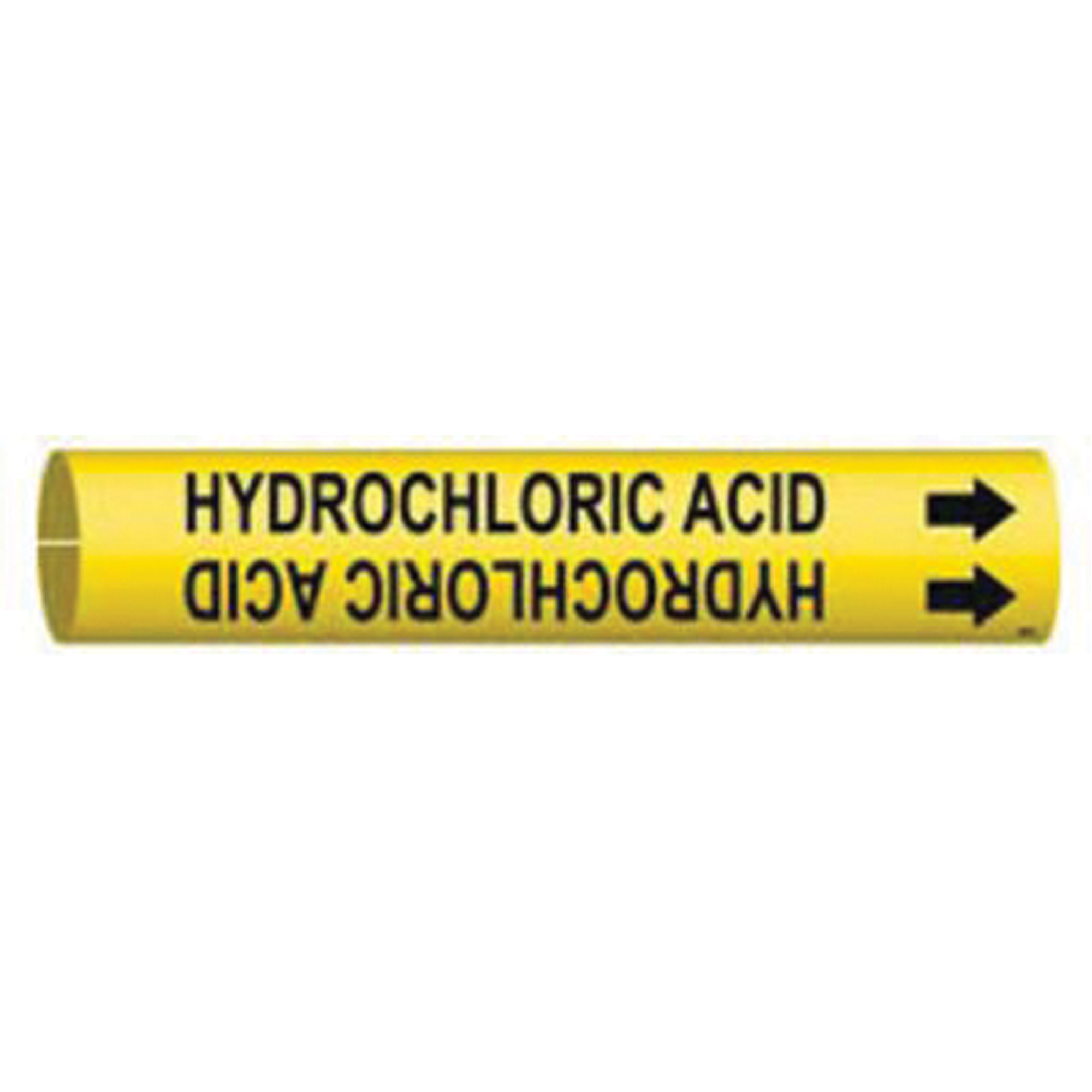 Marqueur de tuyau «Hydrochloric Acid», À pression, 13/16" h x 13/16" la, Noir sur jaune