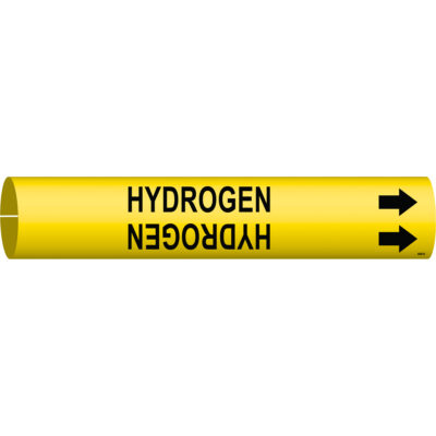 Marqueur de tuyau «Hydrogen», À pression, 7/8" h x 7/8" la, Noir sur jaune