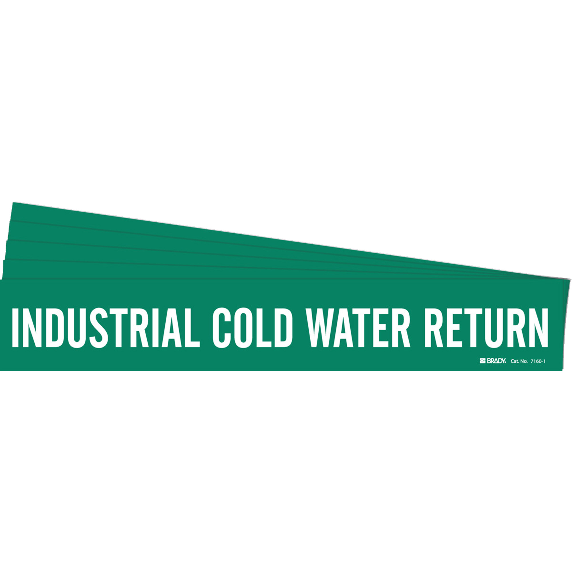 Marqueur de tuyau «Industrial Cold Water Return», Autocollant, 2-1/4" h x 14" la, Blanc/vert