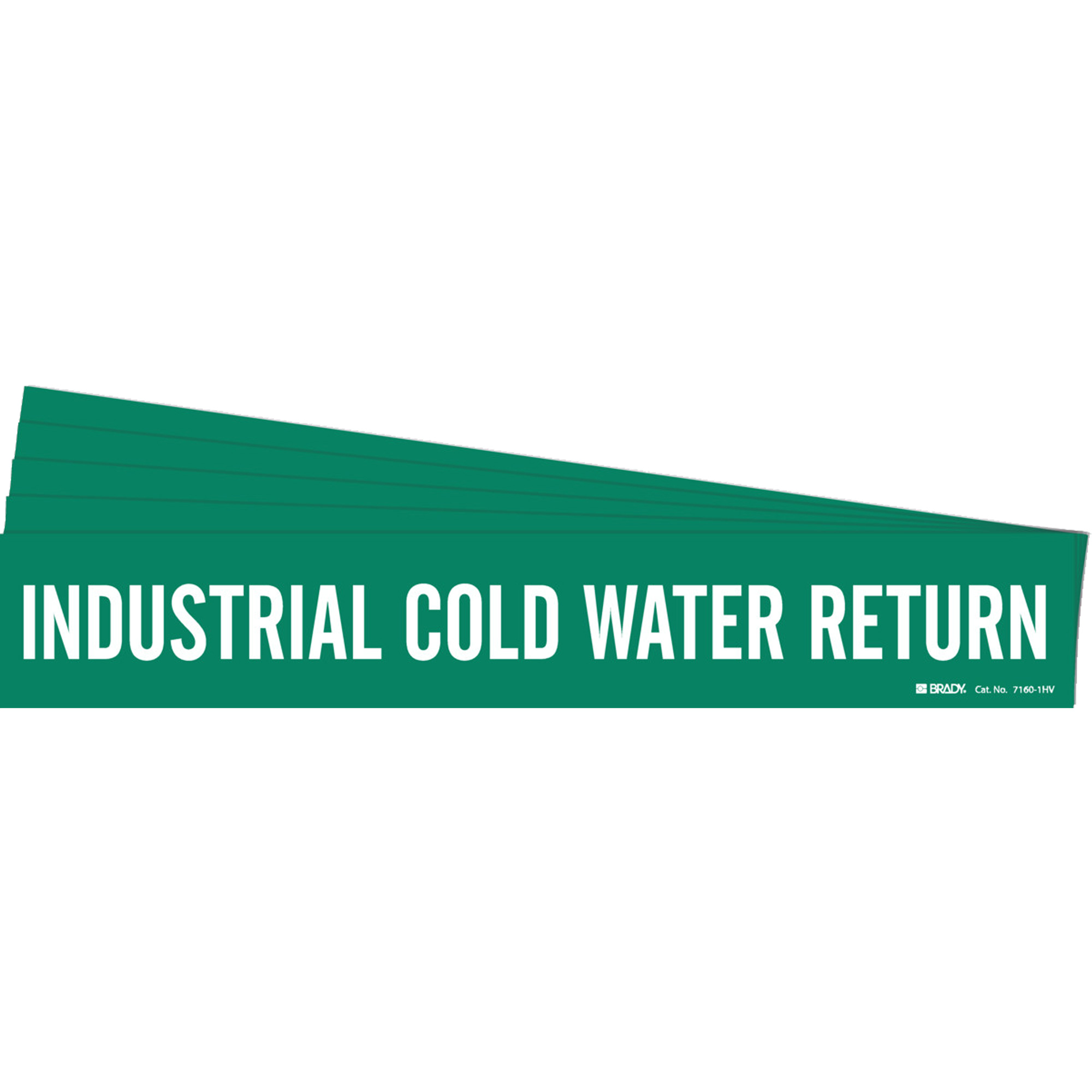 Marqueur de tuyau «Industrial Cold Water Return», Autocollant, 4" h x 24" la, Blanc/vert