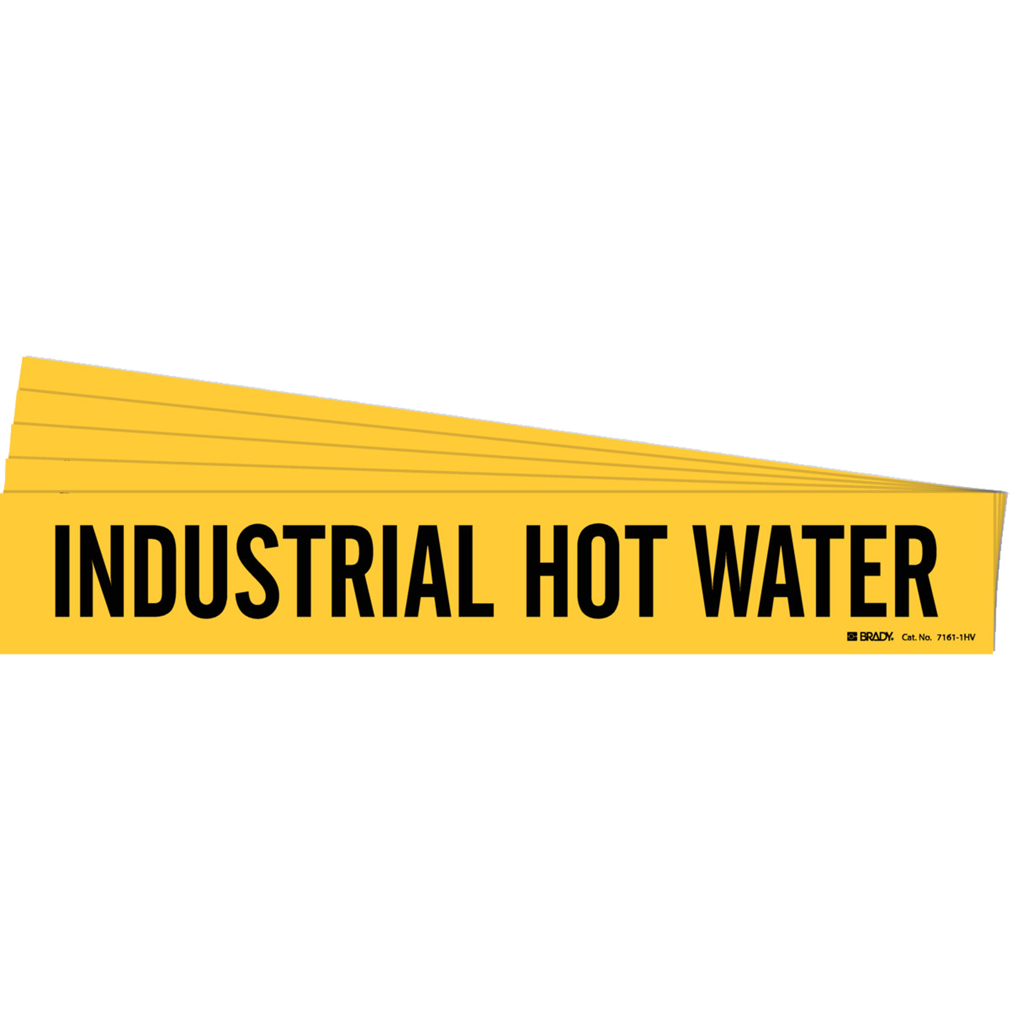 Marqueur de tuyau «Industrial Hot Water», Autocollant, 4" h x 24" la, Noir sur jaune