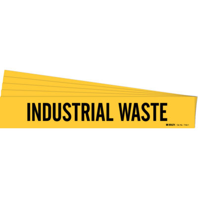 Marqueur de tuyau «Industrial Waste», Autocollant, 2-1/4" h x 14" la, Noir sur jaune