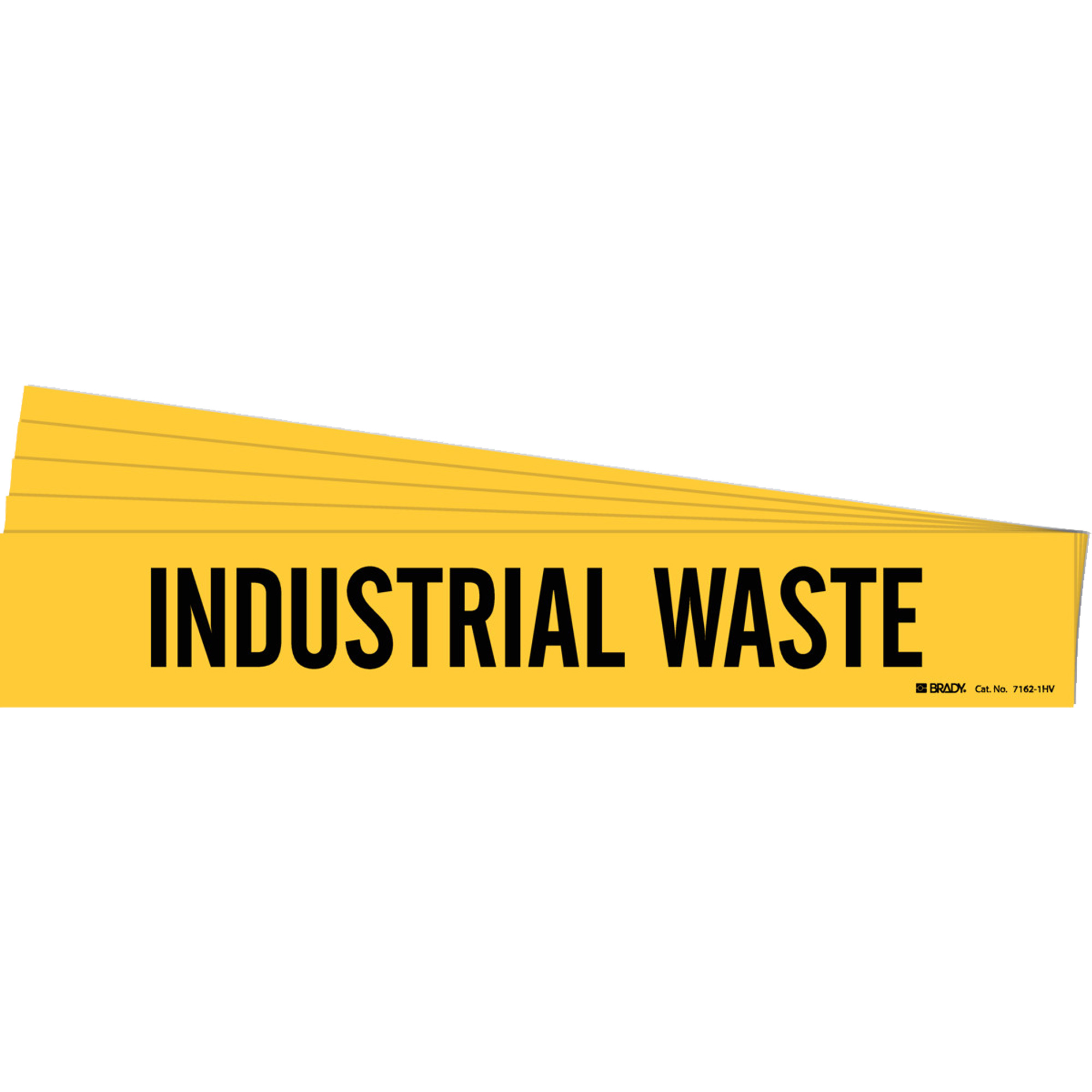 Marqueur de tuyau «Industrial Waste», Autocollant, 4" h x 24" la, Noir sur jaune