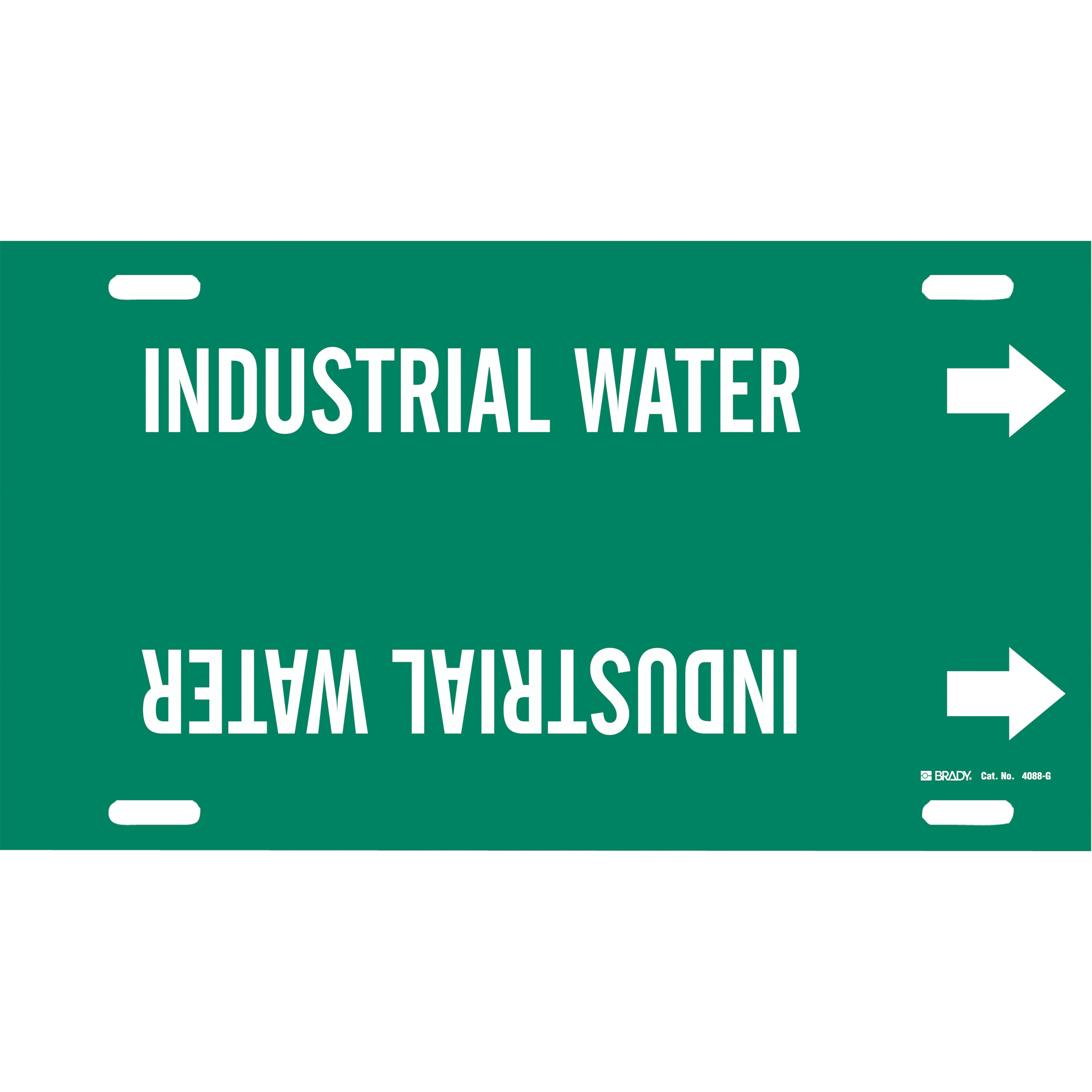 Marqueur de tuyau «Industrial Water», À attacher, 10" h x 24" la, Blanc/vert