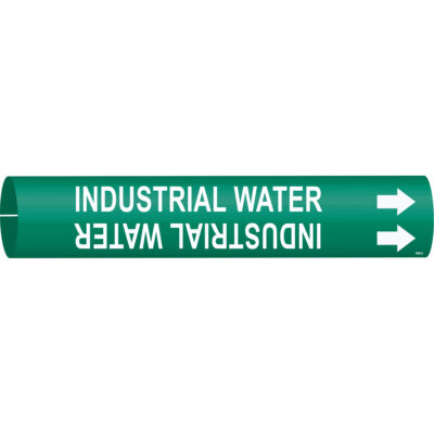 Marqueur de tuyau «Industrial Water», À pression, 2-13/16" h x 2-13/16" la, Blanc/vert