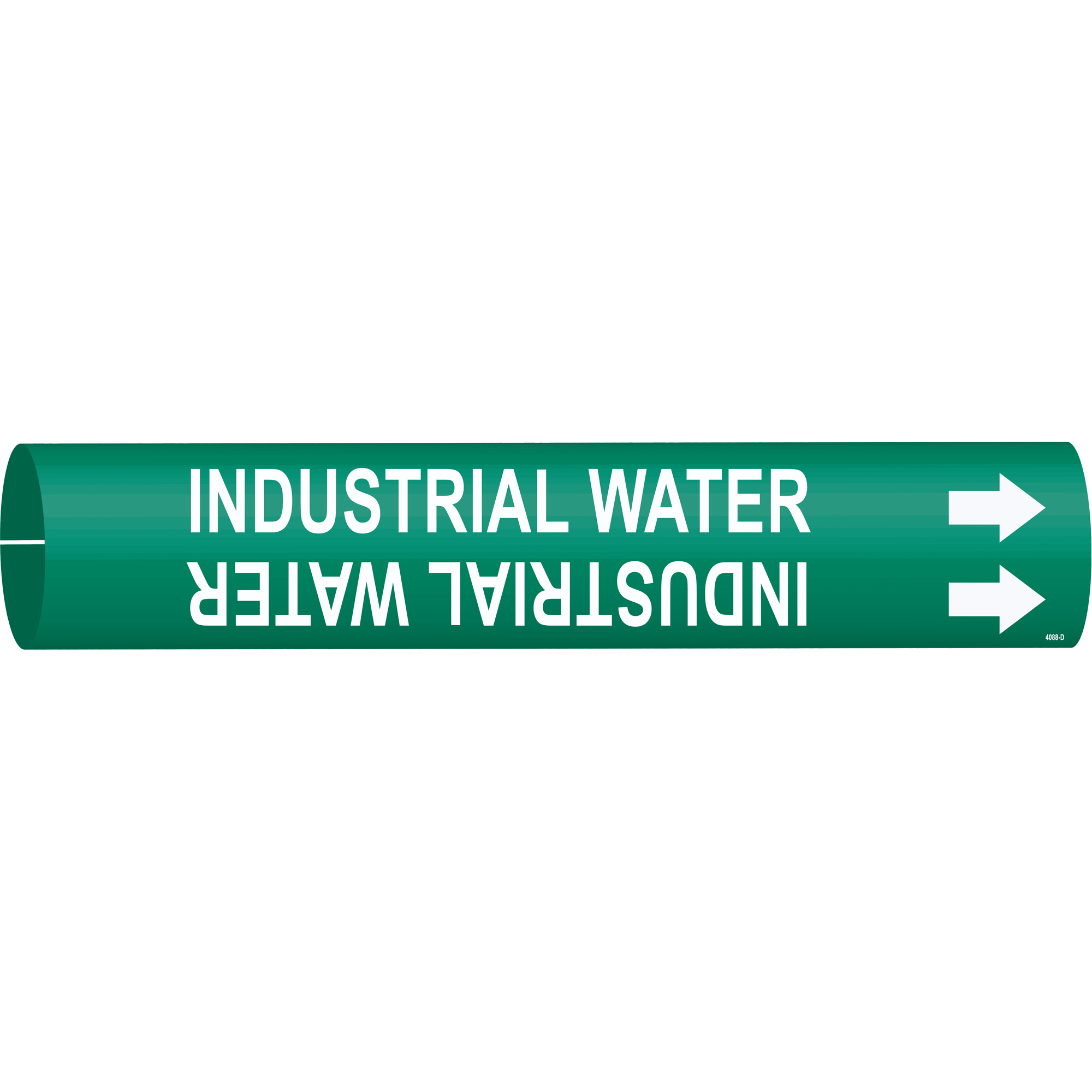 Marqueur de tuyau «Industrial Water», À pression, 2-13/16" h x 2-13/16" la, Blanc/vert