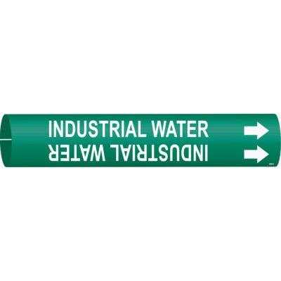 Marqueur de tuyau «Industrial Water», À pression, 7/8" h x 7/8" la, Blanc/vert