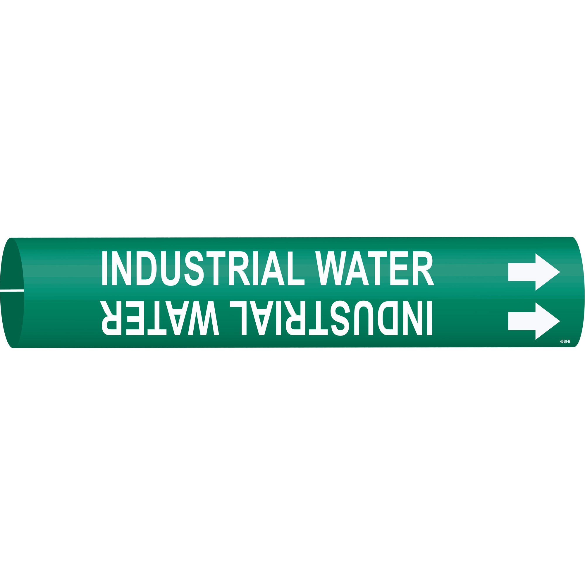 Marqueur de tuyau «Industrial Water», À pression, 7/8" h x 7/8" la, Blanc/vert