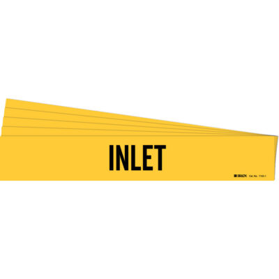 Marqueur de tuyau «Inlet», Autocollant, 2-1/4" h x 14" la, Noir sur jaune