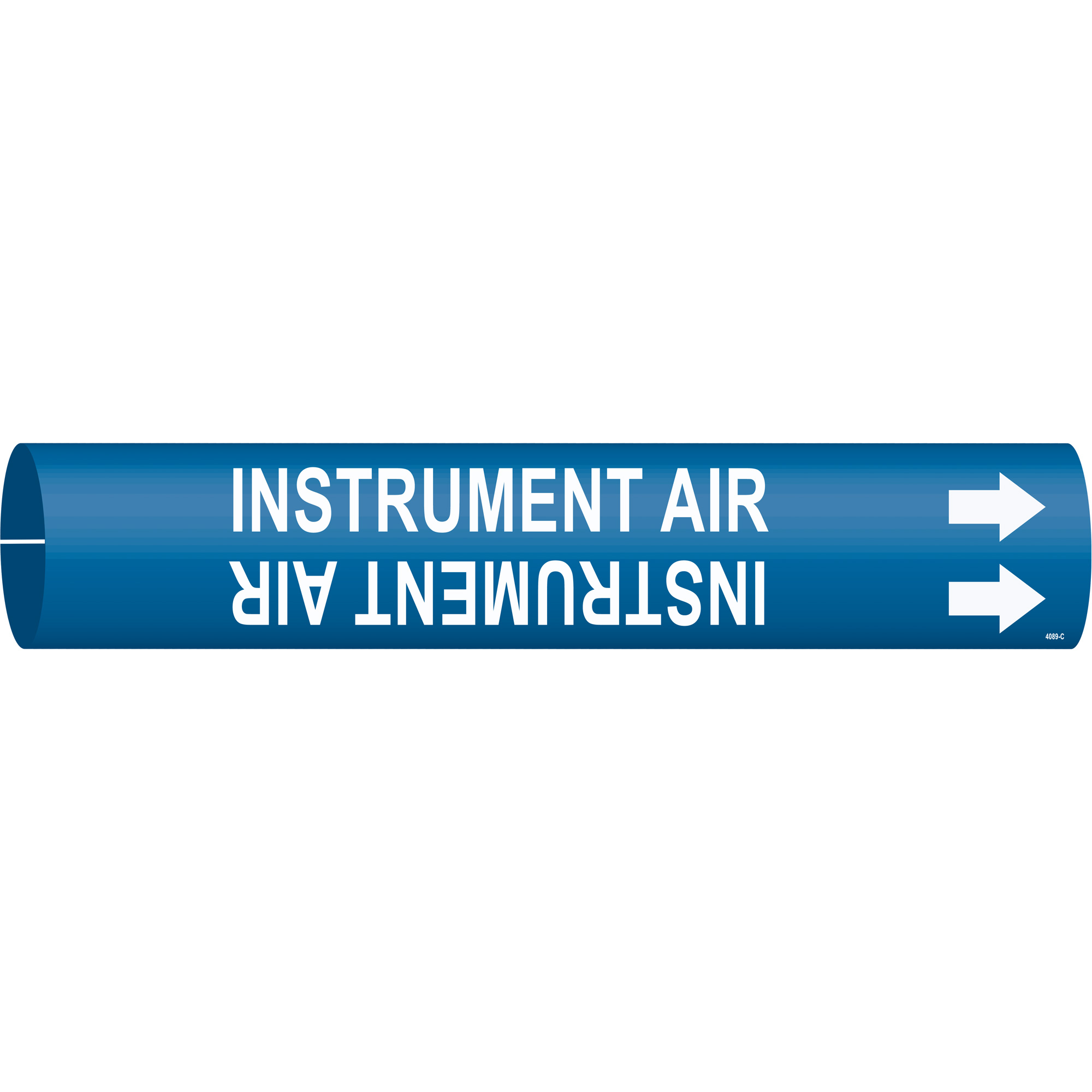 Marqueur de tuyau «Instrument Air», À pression, 2" h x 2" la, Blanc/bleu