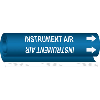 Marqueur de tuyau «Instrument Air», Enveloppant, 26" h x 12" la, Blanc/bleu