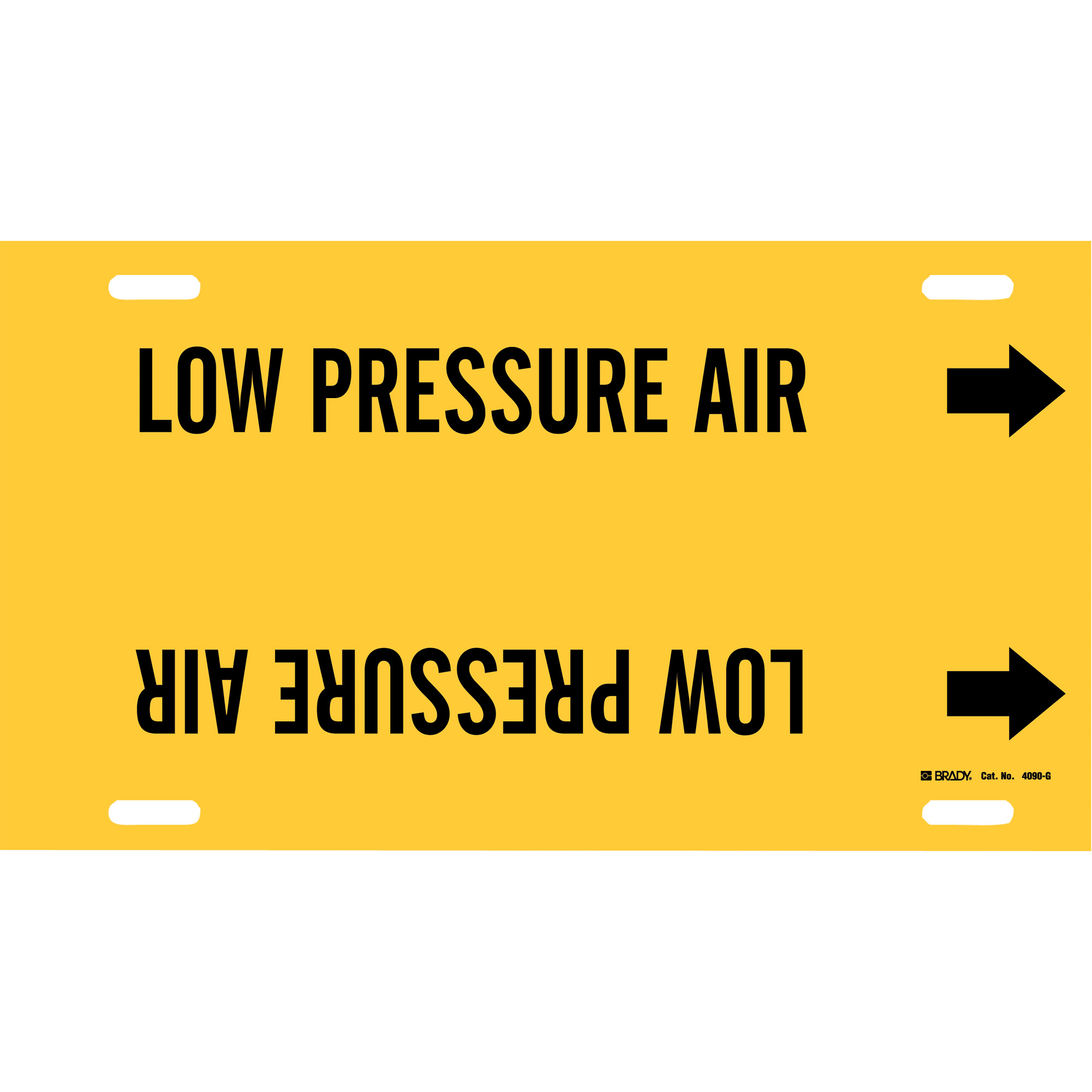 Marqueur de tuyau «Low Pressure Air», À attacher, 10" h x 24" la, Noir sur jaune