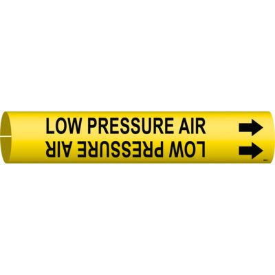 Marqueur de tuyau «Low Pressure Air», À pression, 2" h x 2" la, Noir sur jaune