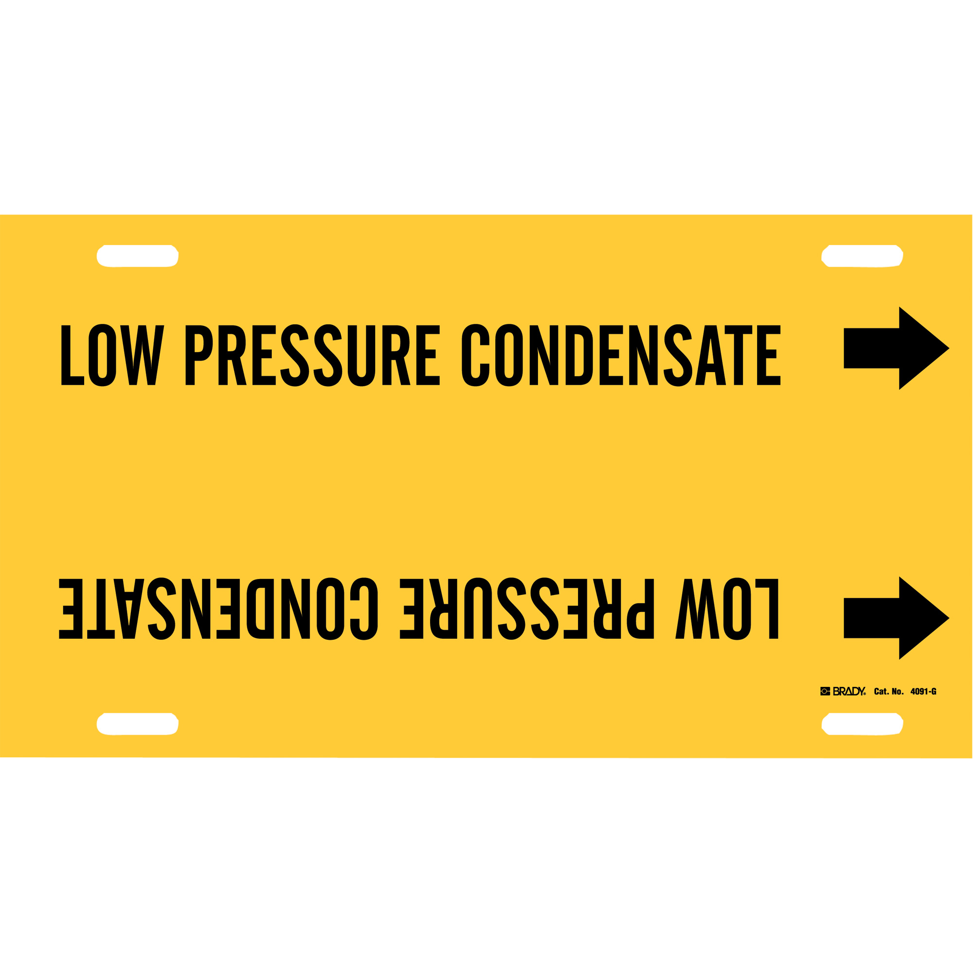 Marqueur de tuyau «Low Pressure Condensate», À attacher, 10" h x 24" la, Noir sur jaune