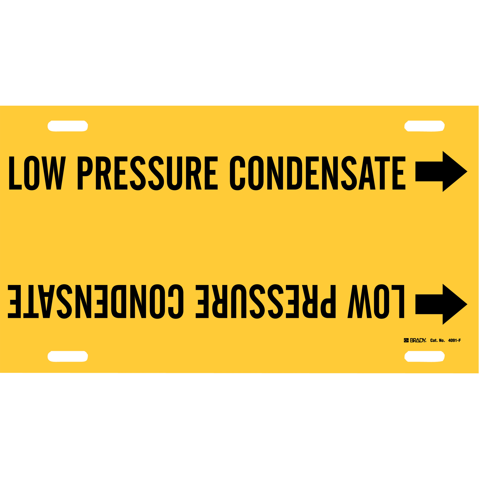 Marqueur de tuyau «Low Pressure Condensate», À attacher, 8" h x 16" la, Noir sur jaune