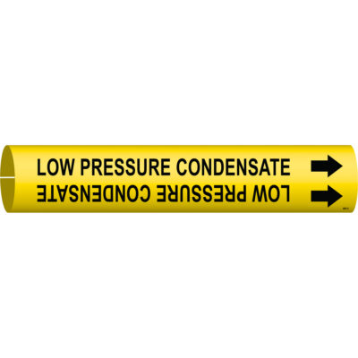 Marqueur de tuyau «Low Pressure Condensate», À pression, 2" h x 2" la, Noir sur jaune