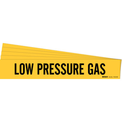 Marqueur de tuyau «Low Pressure Gas», Autocollant, 4" h x 24" la, Noir sur jaune