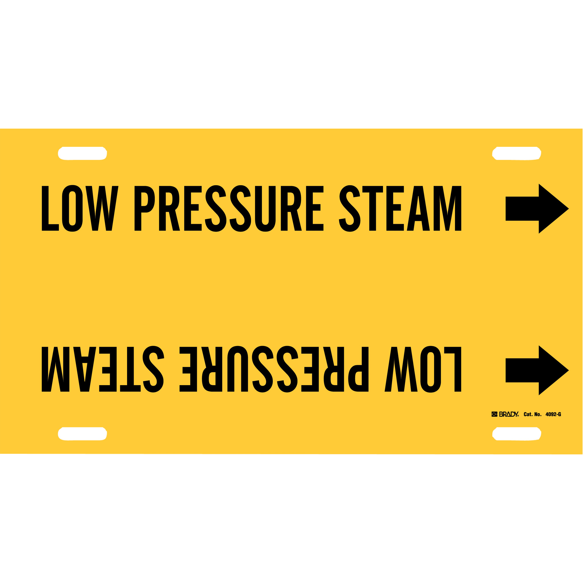 Marqueur de tuyau «Low Pressure Steam», À attacher, 10" h x 24" la, Noir sur jaune