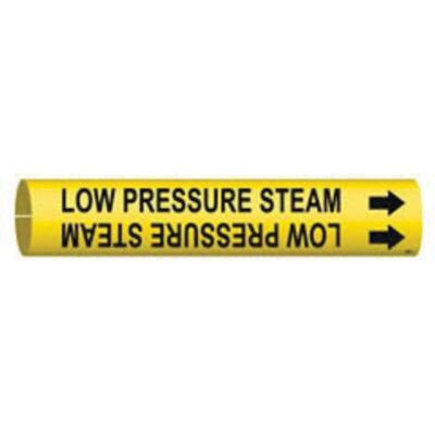 Marqueur de tuyau «Low Pressure Steam», À pression, 2" h x 2" la, Noir sur jaune