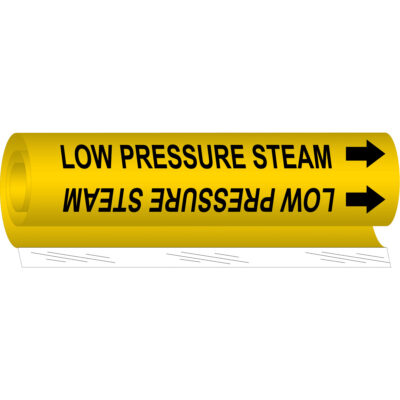 Marqueur de tuyau «Low Pressure Steam», Enveloppant, 26" h x 12" la, Noir sur jaune