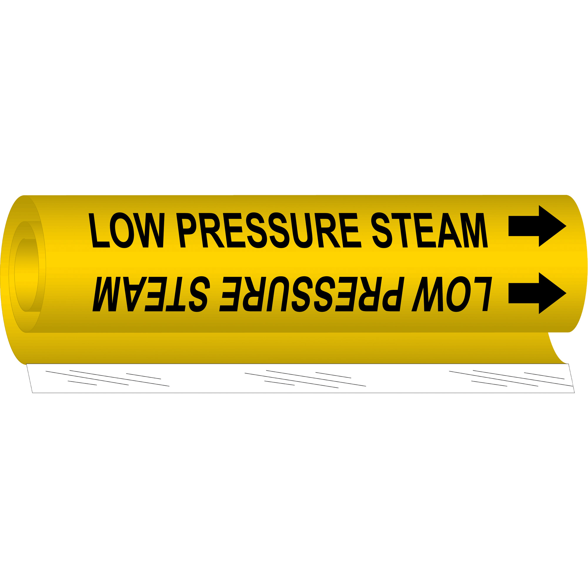 Marqueur de tuyau «Low Pressure Steam», Enveloppant, 26" h x 12" la, Noir sur jaune