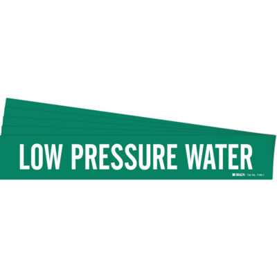 Marqueur de tuyau «Low Pressure Water», Autocollant, 2-1/4" h x 14" la, Blanc/vert