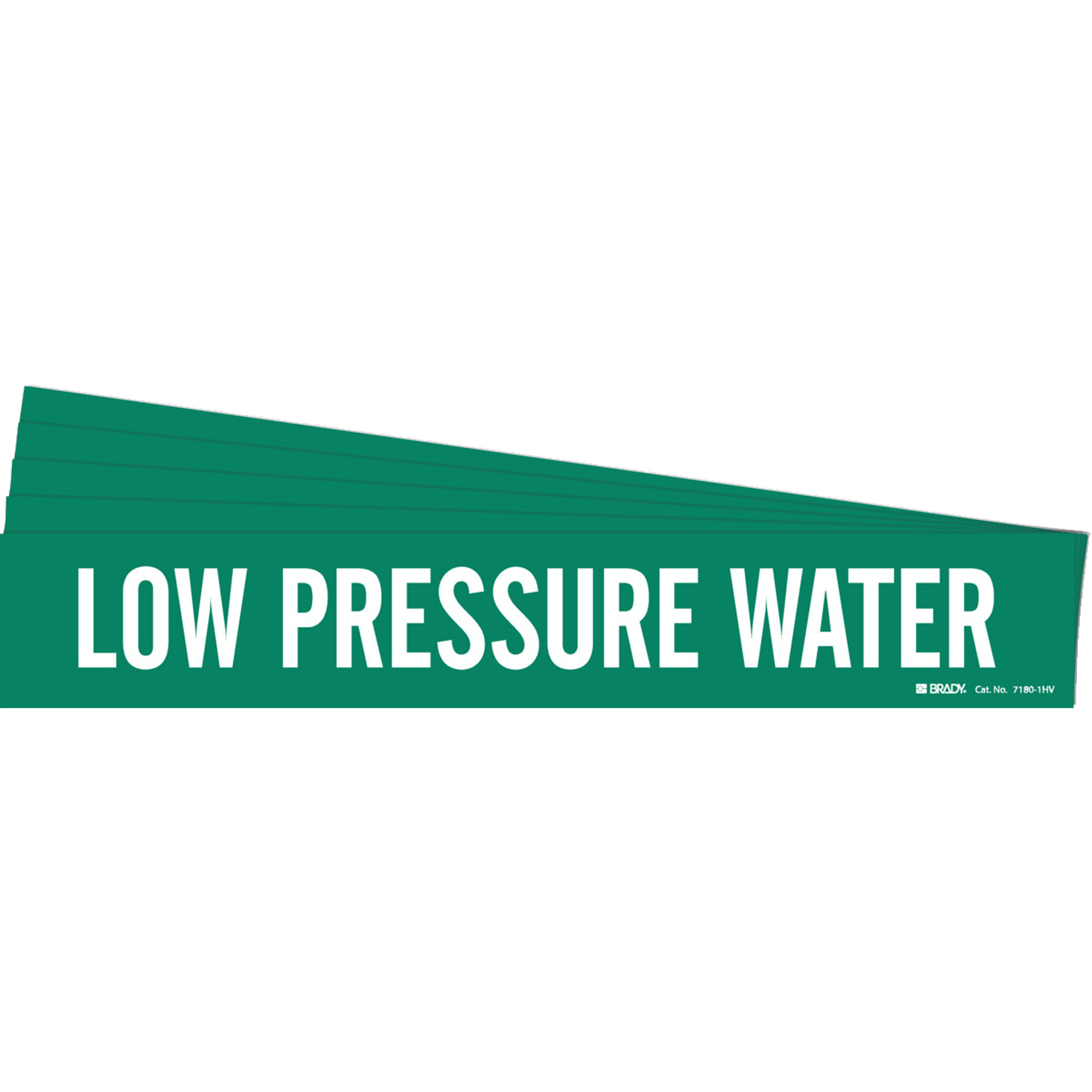 Marqueur de tuyau «Low Pressure Water», Autocollant, 4" h x 24" la, Blanc/vert