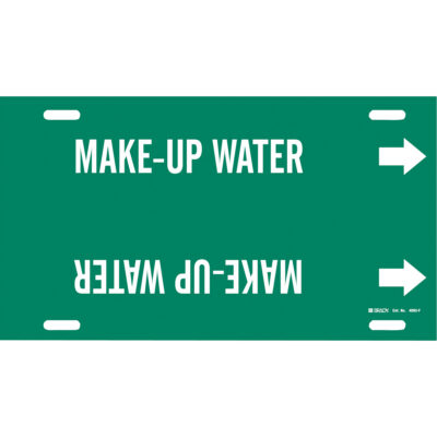 Marqueur de tuyau «Make-Up Water», À attacher, 8" h x 16" la, Blanc/vert