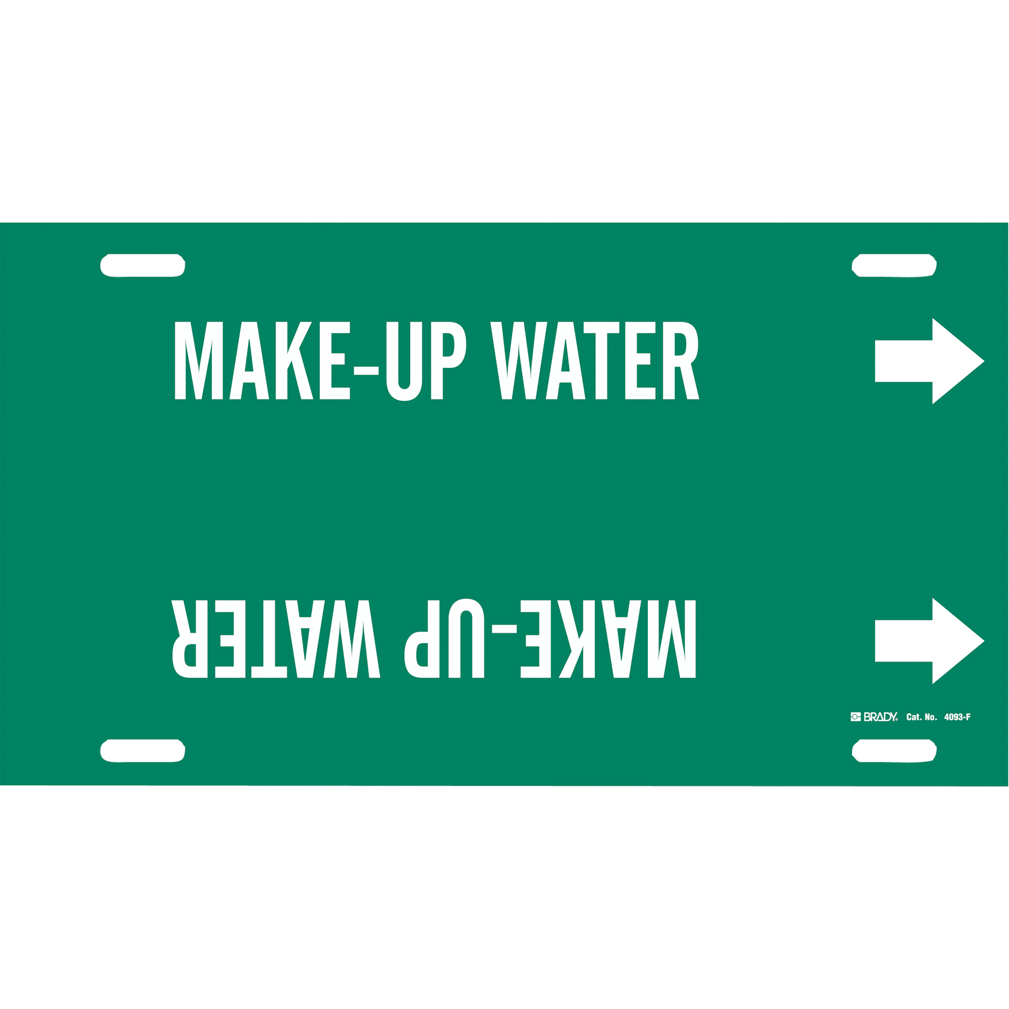 Marqueur de tuyau «Make-Up Water», À attacher, 8" h x 16" la, Blanc/vert