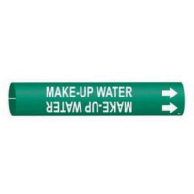 Marqueur de tuyau «Make-Up Water», À pression, 13/16" h x 13/16" la, Blanc/vert