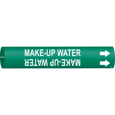 Marqueur de tuyau «Make-Up Water», À pression, 7/8" h x 7/8" la, Blanc/vert