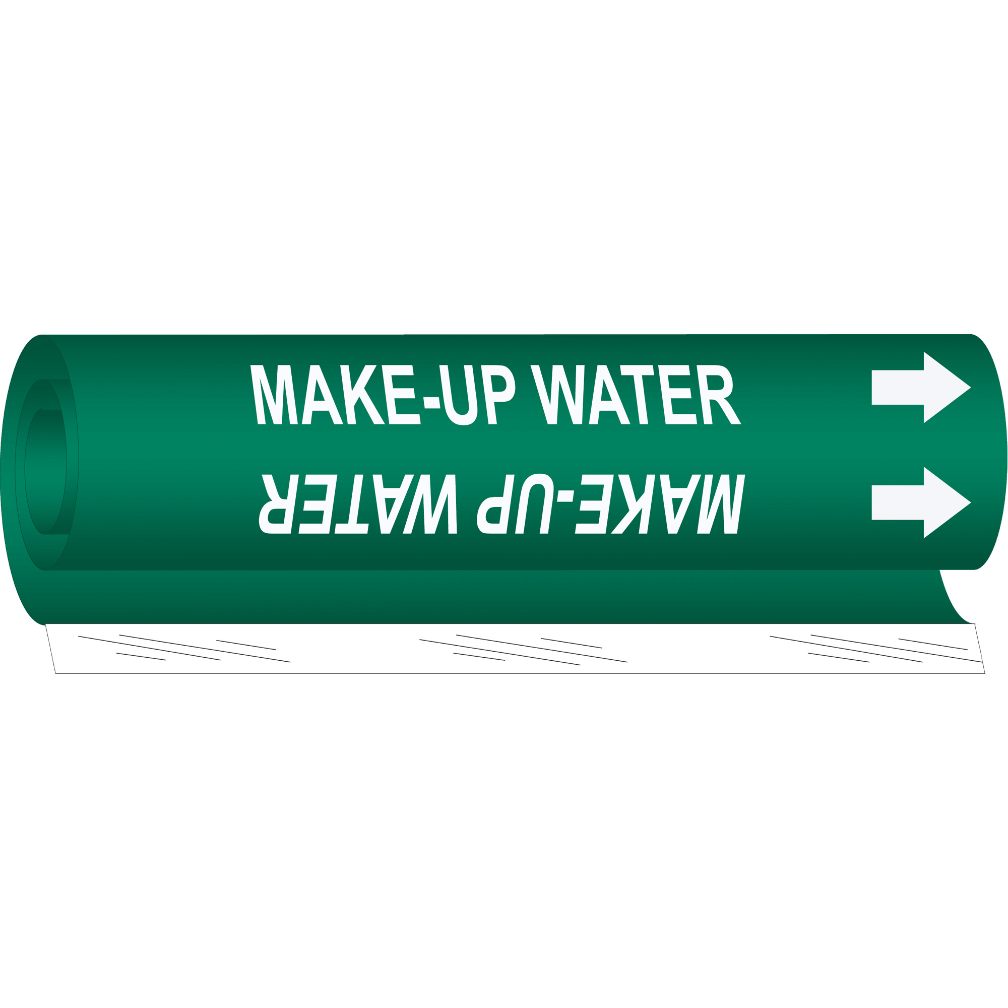 Marqueur de tuyau «Make-Up Water», Enveloppant, 26" h x 12" la, Blanc/vert