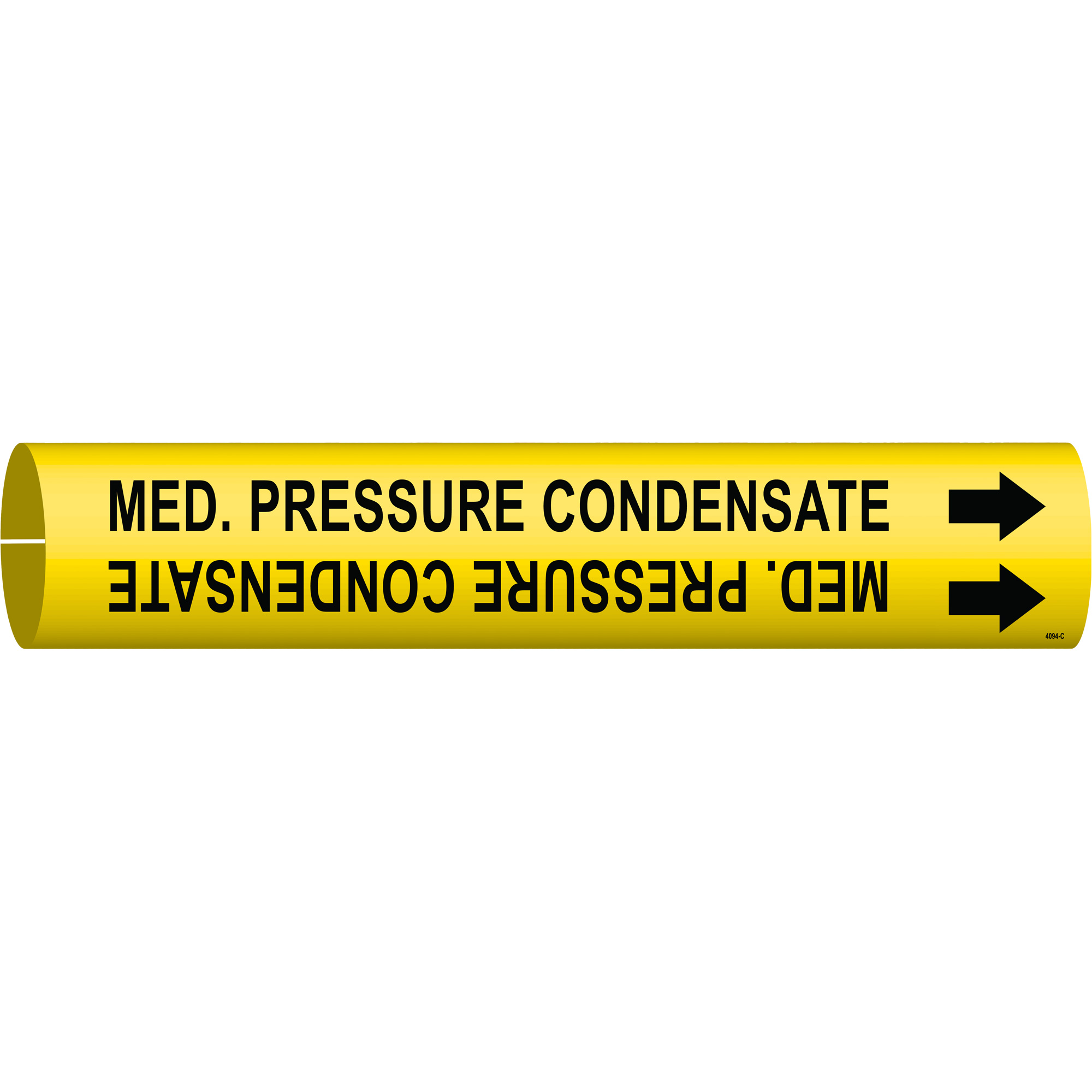 Marqueur de tuyau «Med. Pressure Condensate», À pression, 2" h x 2" la, Noir sur jaune