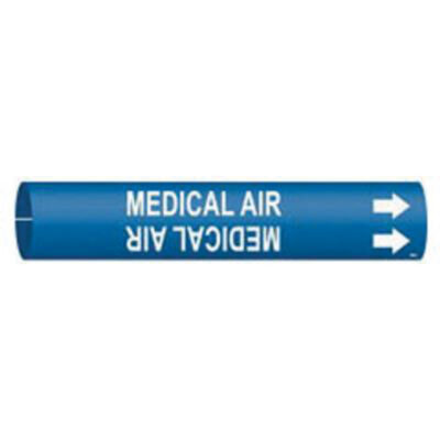 Marqueur de tuyau «Medical Air», À pression, 13/16" h x 13/16" la, Blanc/bleu