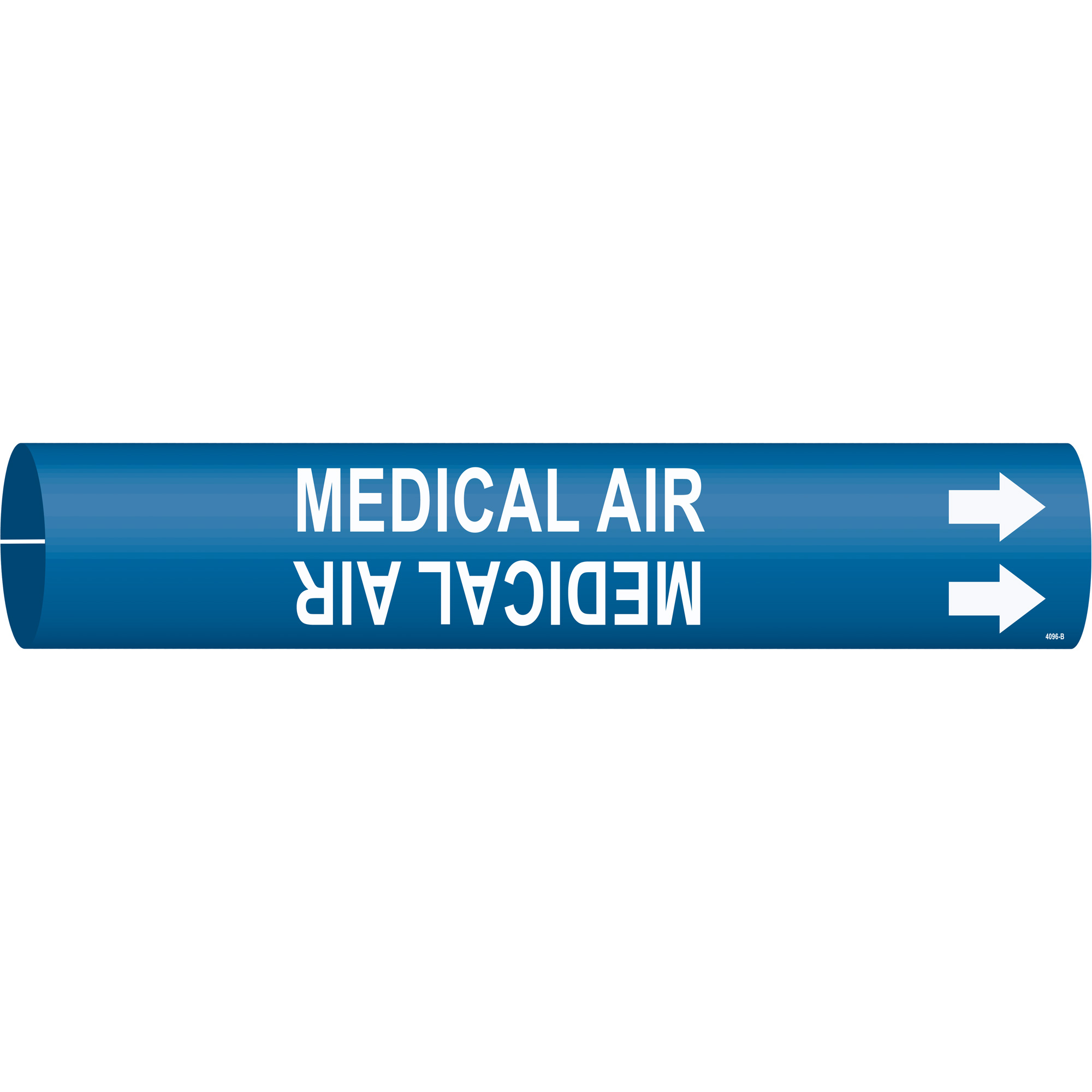 Marqueur de tuyau «Medical Air», À pression, 7/8" h x 7/8" la, Blanc/bleu