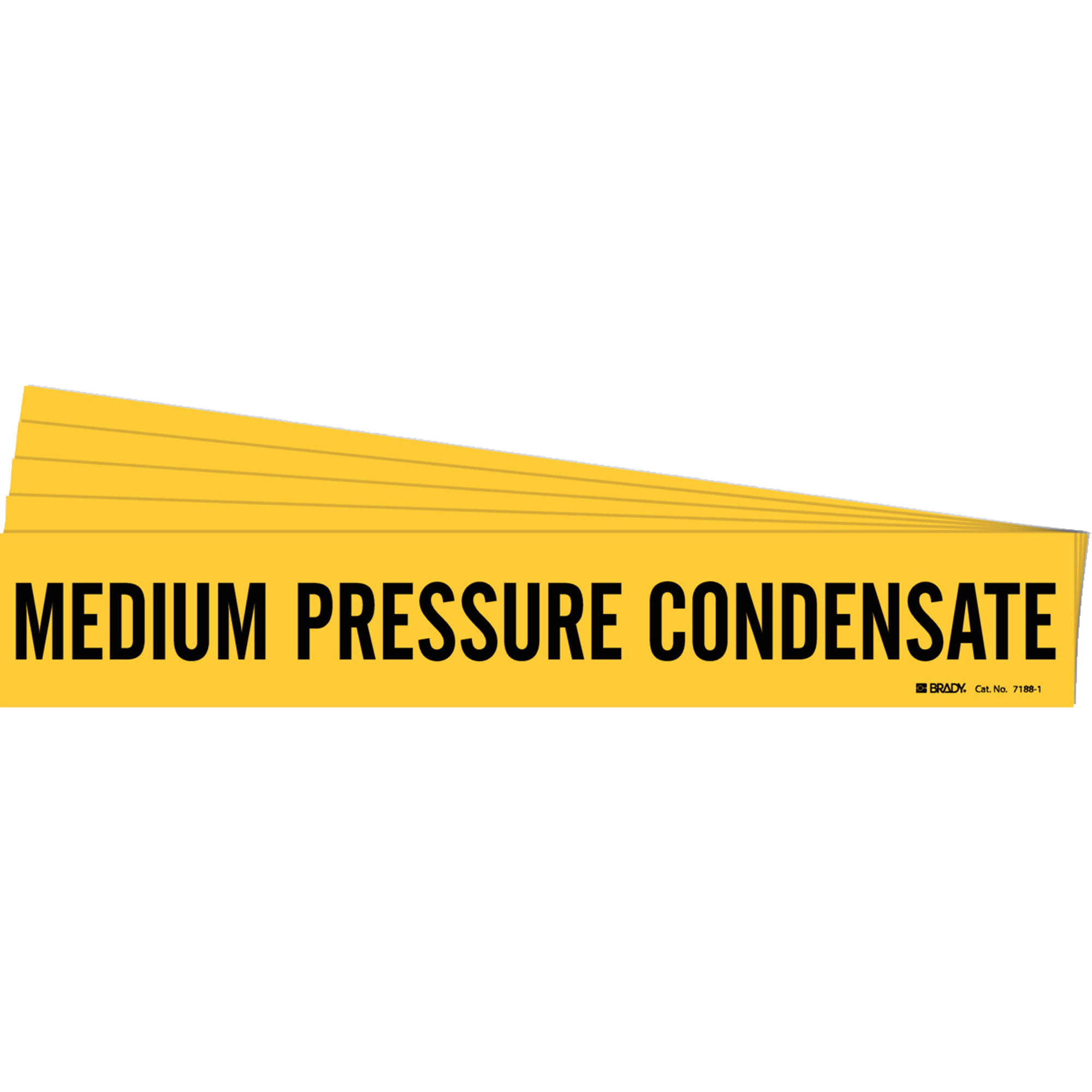 Marqueur de tuyau «Medium Pressure Condensate», Autocollant, 2-1/4" h x 14" la, Noir sur jaune