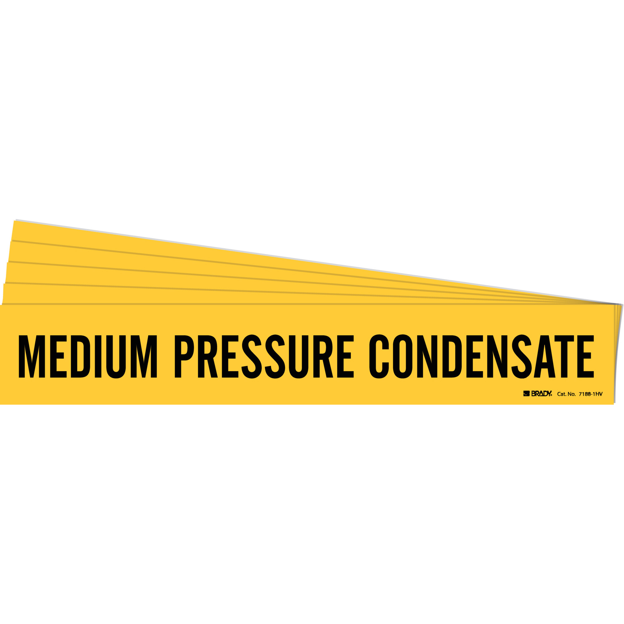 Marqueur de tuyau «Medium Pressure Condensate», Autocollant, 4" h x 24" la, Noir sur jaune